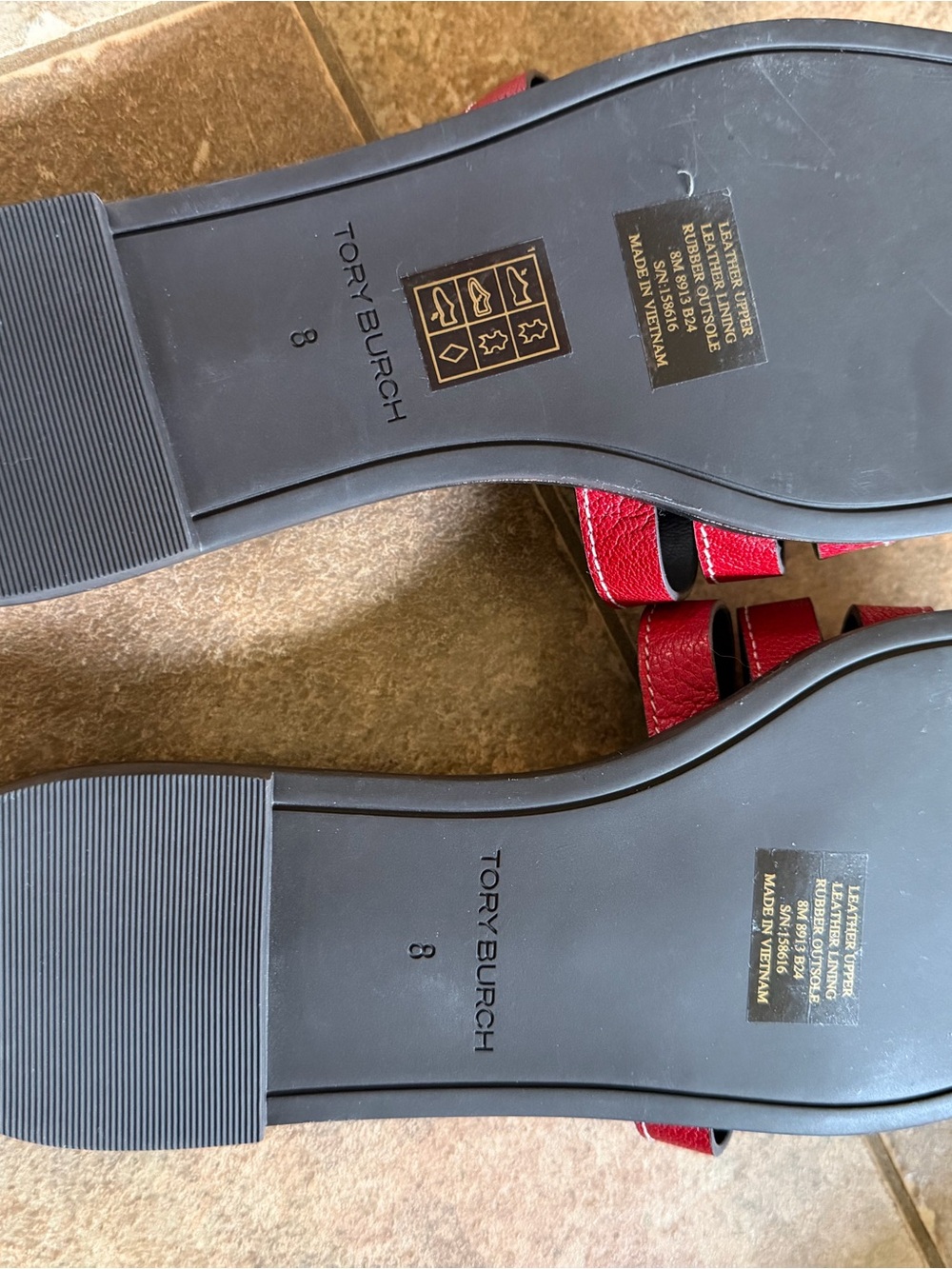 Tory Burch Red Multi-Strap Slide Sandals - Picture 5 of 5